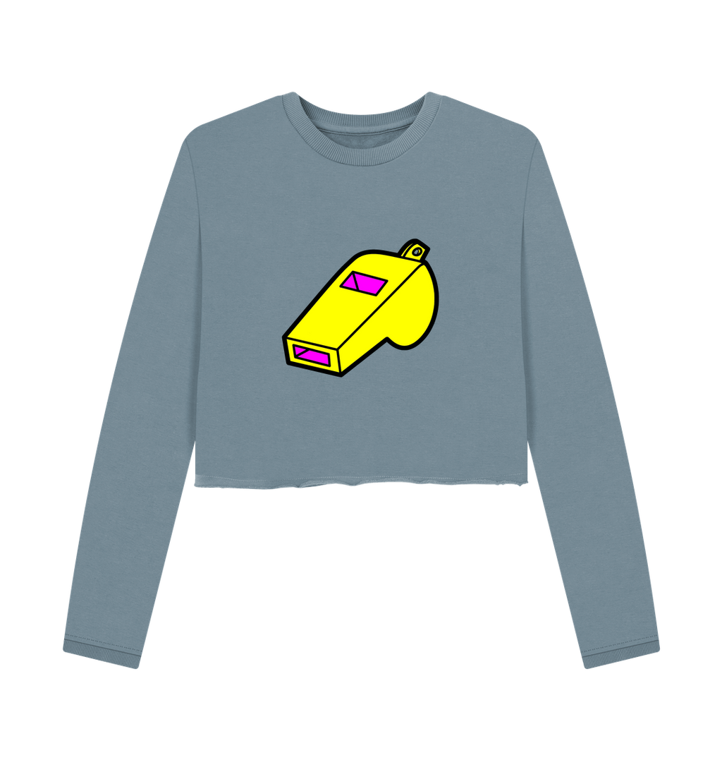 Stone Blue Printed Boxy Jumpers